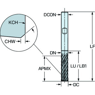 1k377-xd - 7 dents, revêtue, détalonnée, chanfrein