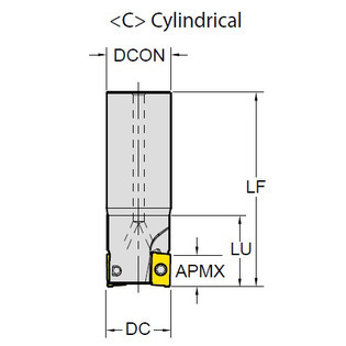 E90 apkt10/16 - fraise queue cylindrique