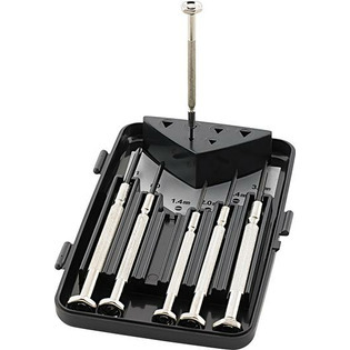 6385 - Jeu de tournevis d'horloger, dans coffret en plastique, 6 pièces