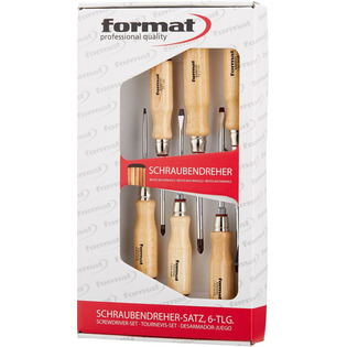 6354 - Jeu de tournevis manche bois, Fente/PH