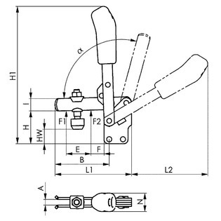 3937 - sauterelle poussée à embase verticale