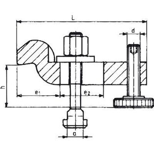 3925 - bride de serrage, contre-coudée, avec vis d'appui réglable